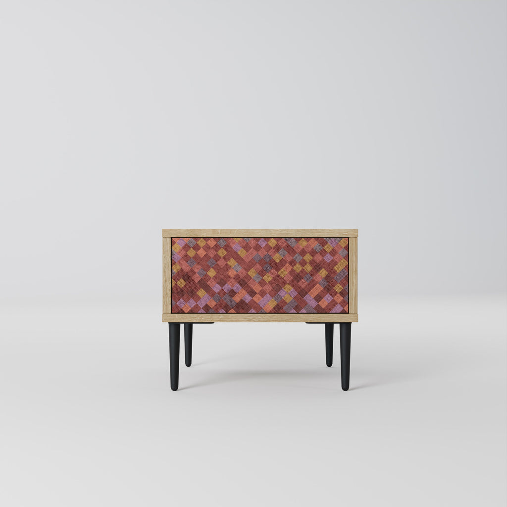 Table de chevet PAINTED SQUARES effet chêne