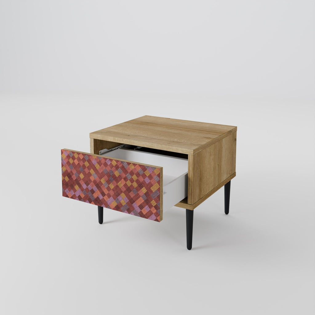 Table de chevet PAINTED SQUARES effet chêne