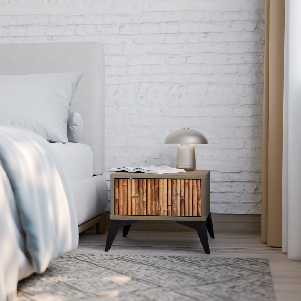 NATURAL WOOD Nightstand in Oak Effect