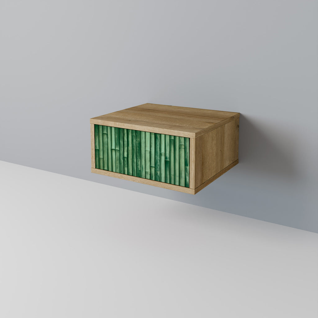 NATURAL GREEN Nightstand in Oak Effect