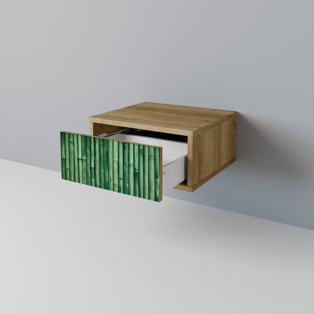 NATURAL GREEN Nightstand in Oak Effect