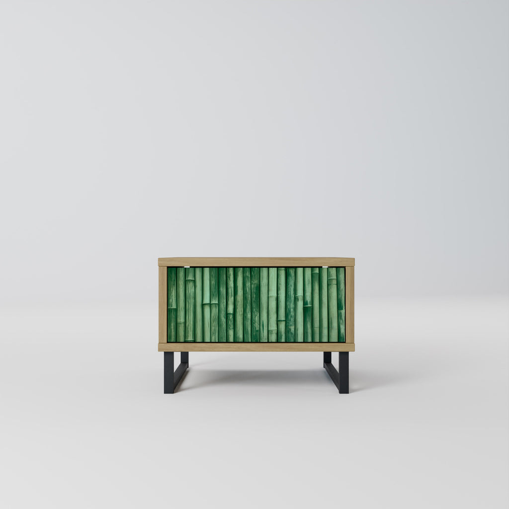 NATURAL GREEN Nightstand in Oak Effect