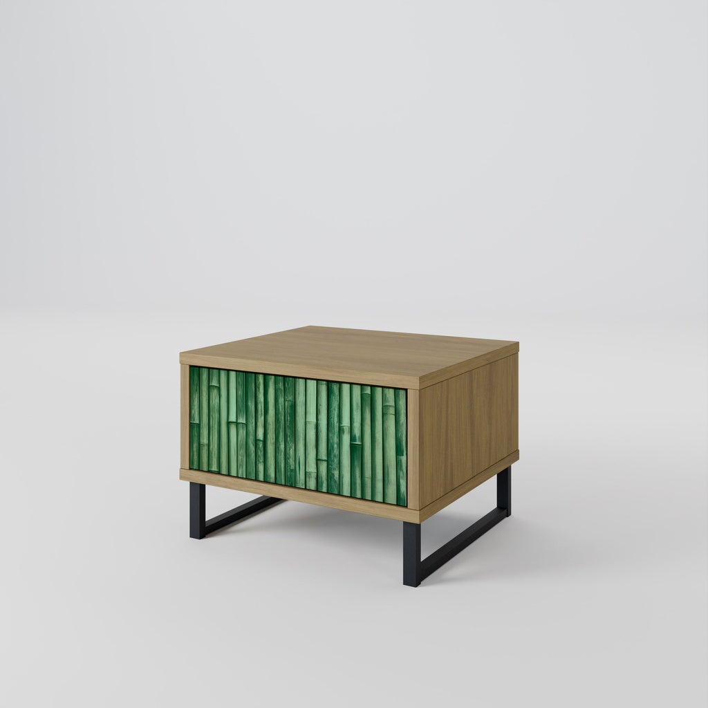 NATURAL GREEN Nightstand in Oak Effect
