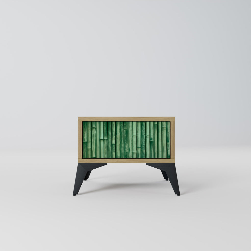 NATURAL GREEN Nightstand in Oak Effect