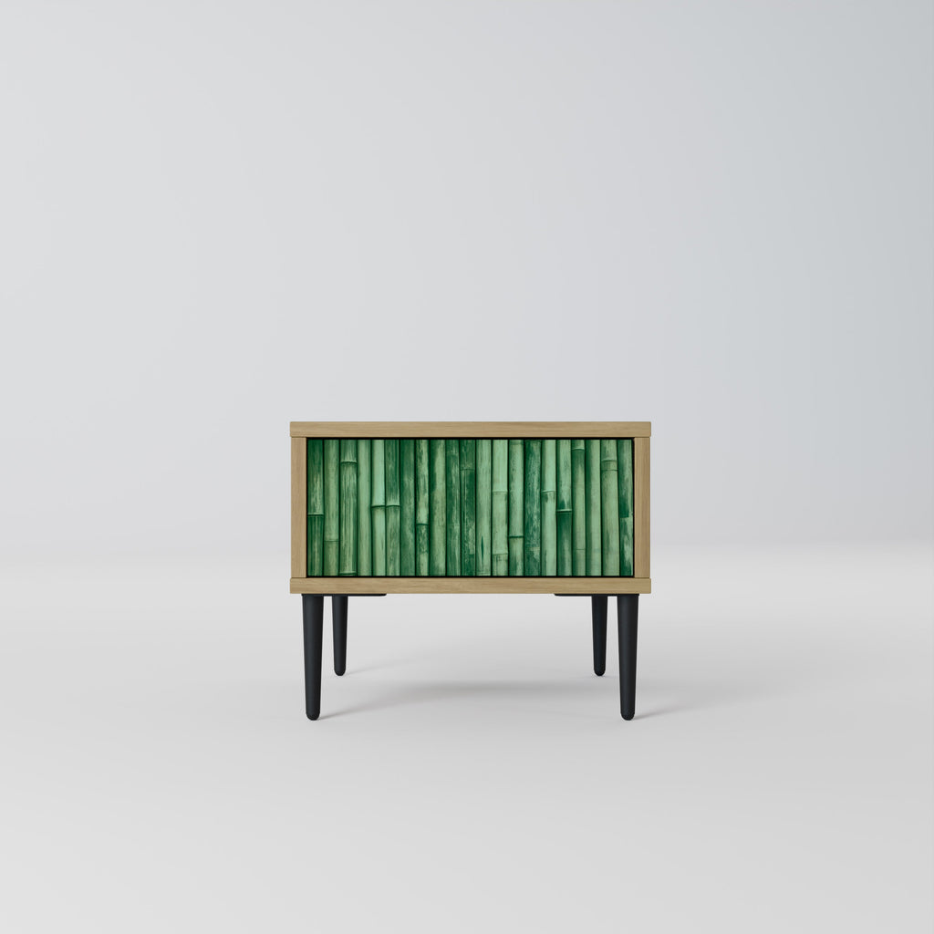 NATURAL GREEN Nightstand in Oak Effect