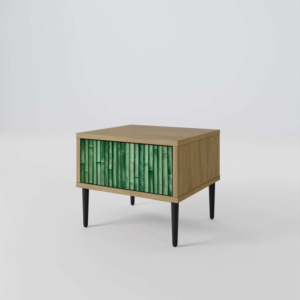 NATURAL GREEN Nightstand in Oak Effect