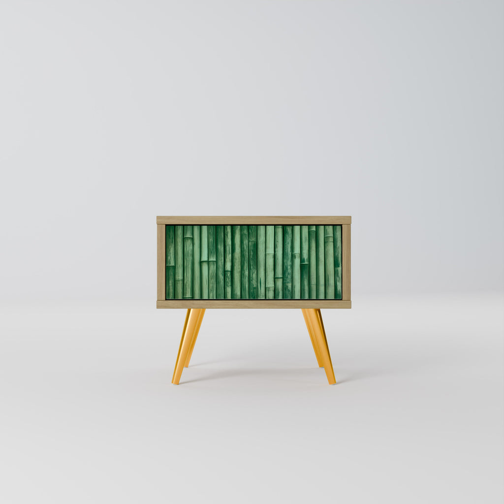 NATURAL GREEN Nightstand in Oak Effect