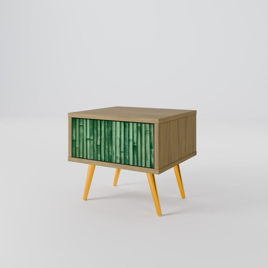 NATURAL GREEN Nightstand in Oak Effect