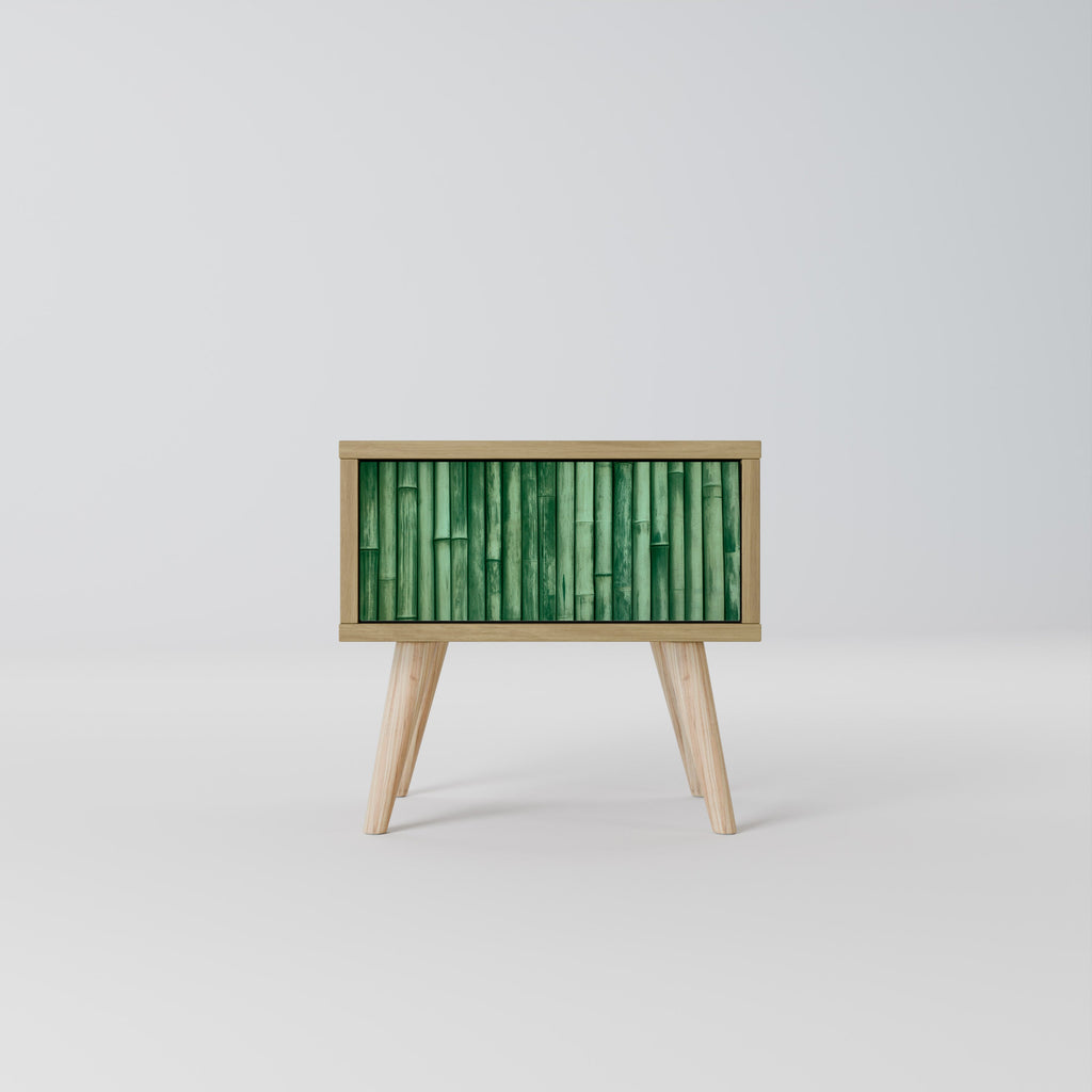 NATURAL GREEN Nightstand in Oak Effect