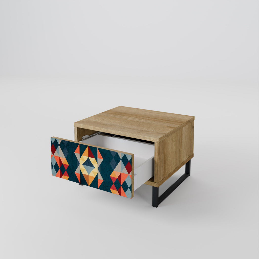 CRACKED ILLUSION Nightstand in Oak Effect