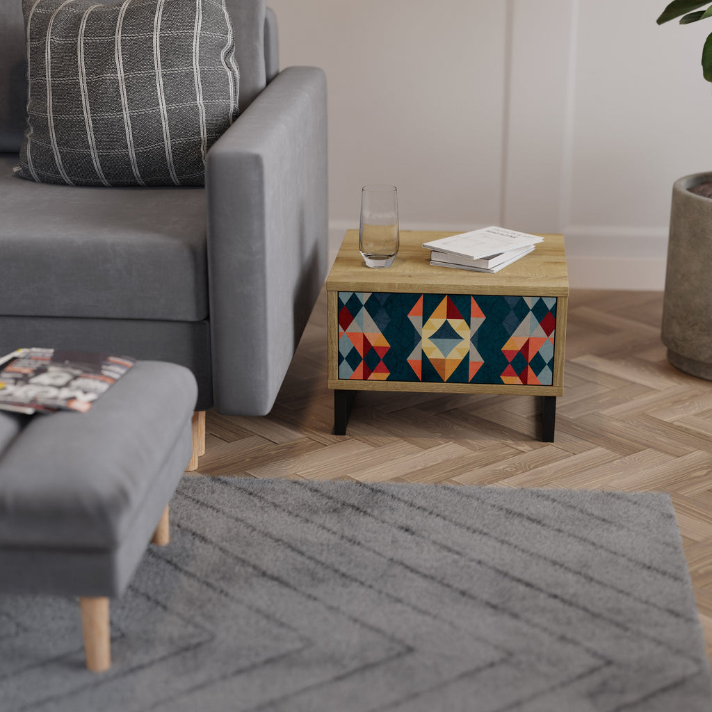 CRACKED ILLUSION Nightstand in Oak Effect