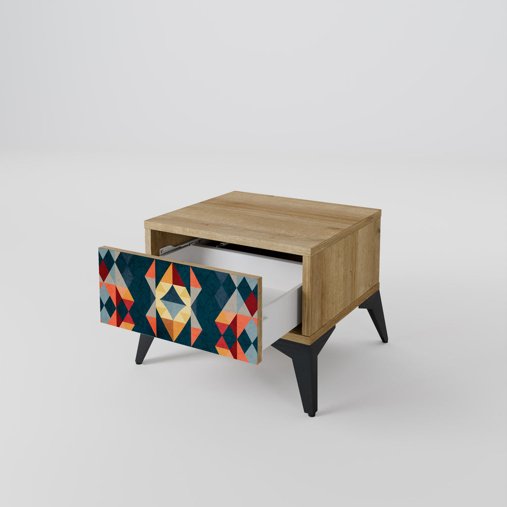 CRACKED ILLUSION Nightstand in Oak Effect