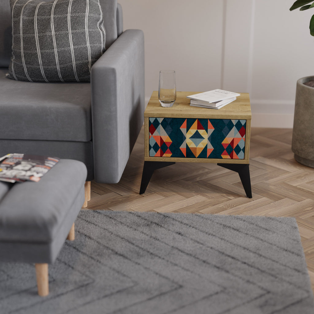 CRACKED ILLUSION Nightstand in Oak Effect