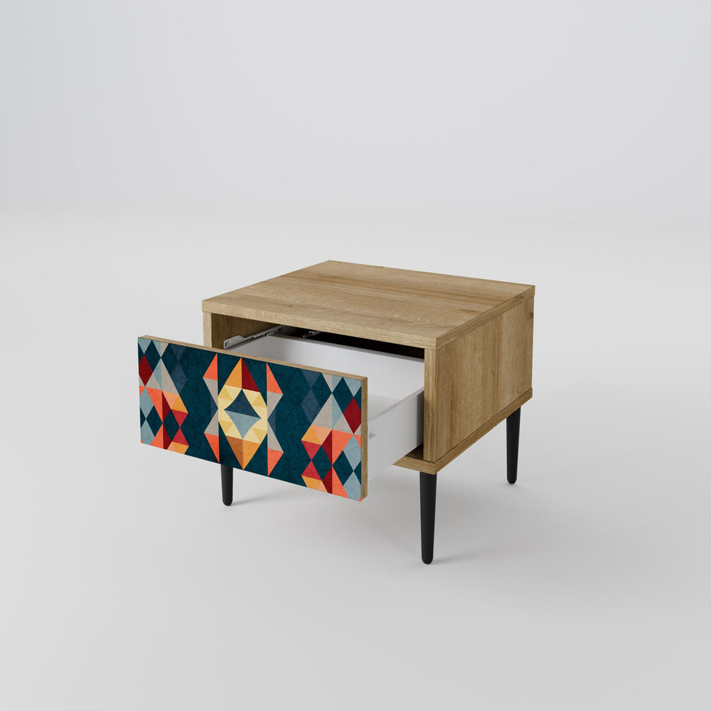 CRACKED ILLUSION Nightstand in Oak Effect