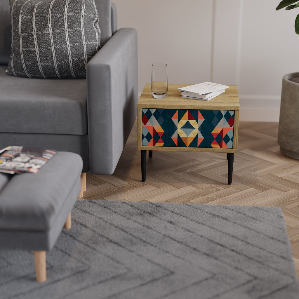 CRACKED ILLUSION Nightstand in Oak Effect