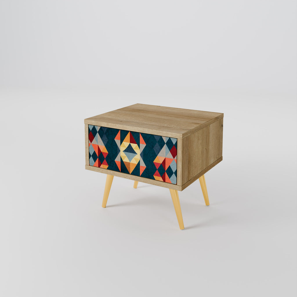 CRACKED ILLUSION Nightstand in Oak Effect