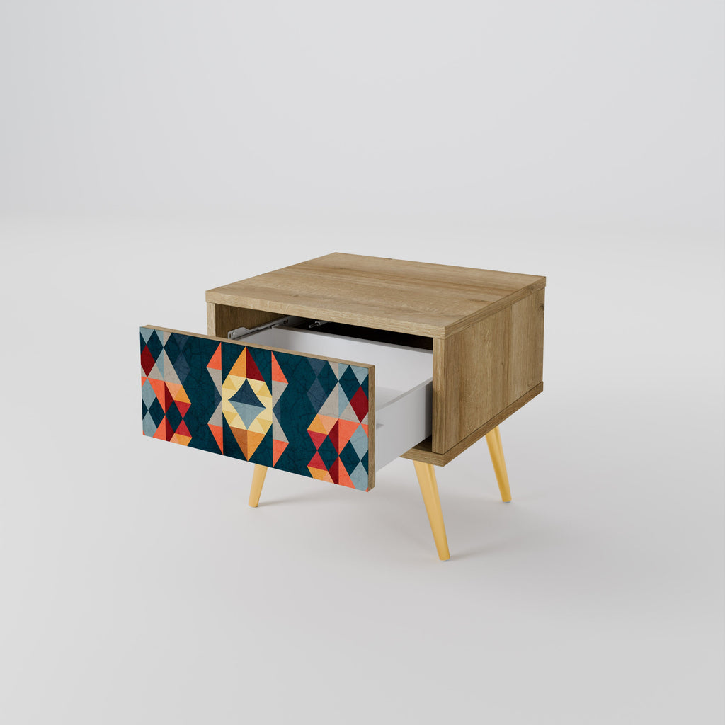 CRACKED ILLUSION Nightstand in Oak Effect