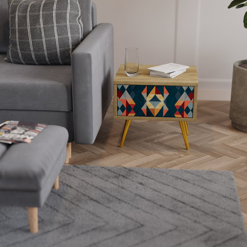 CRACKED ILLUSION Nightstand in Oak Effect