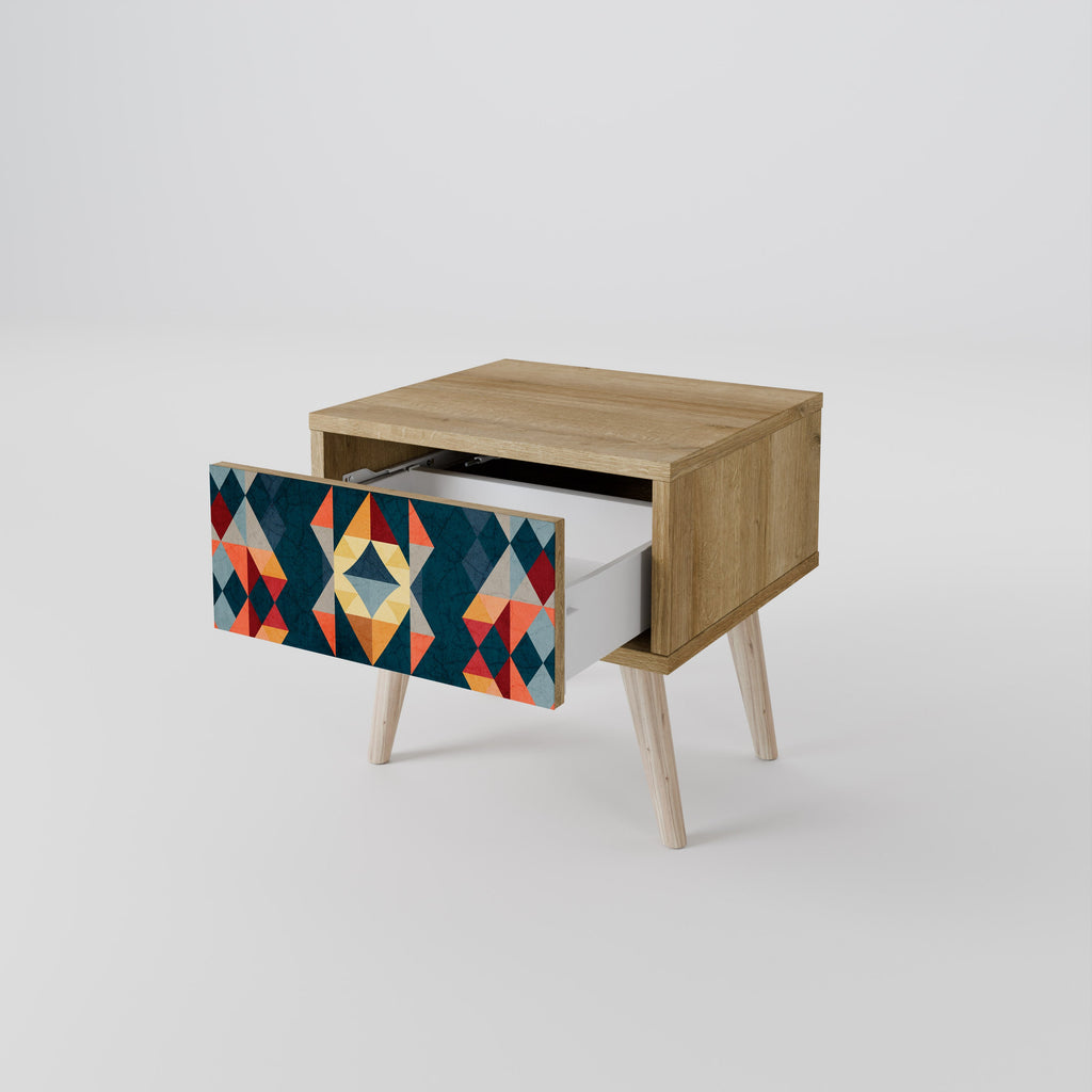 CRACKED ILLUSION Nightstand in Oak Effect