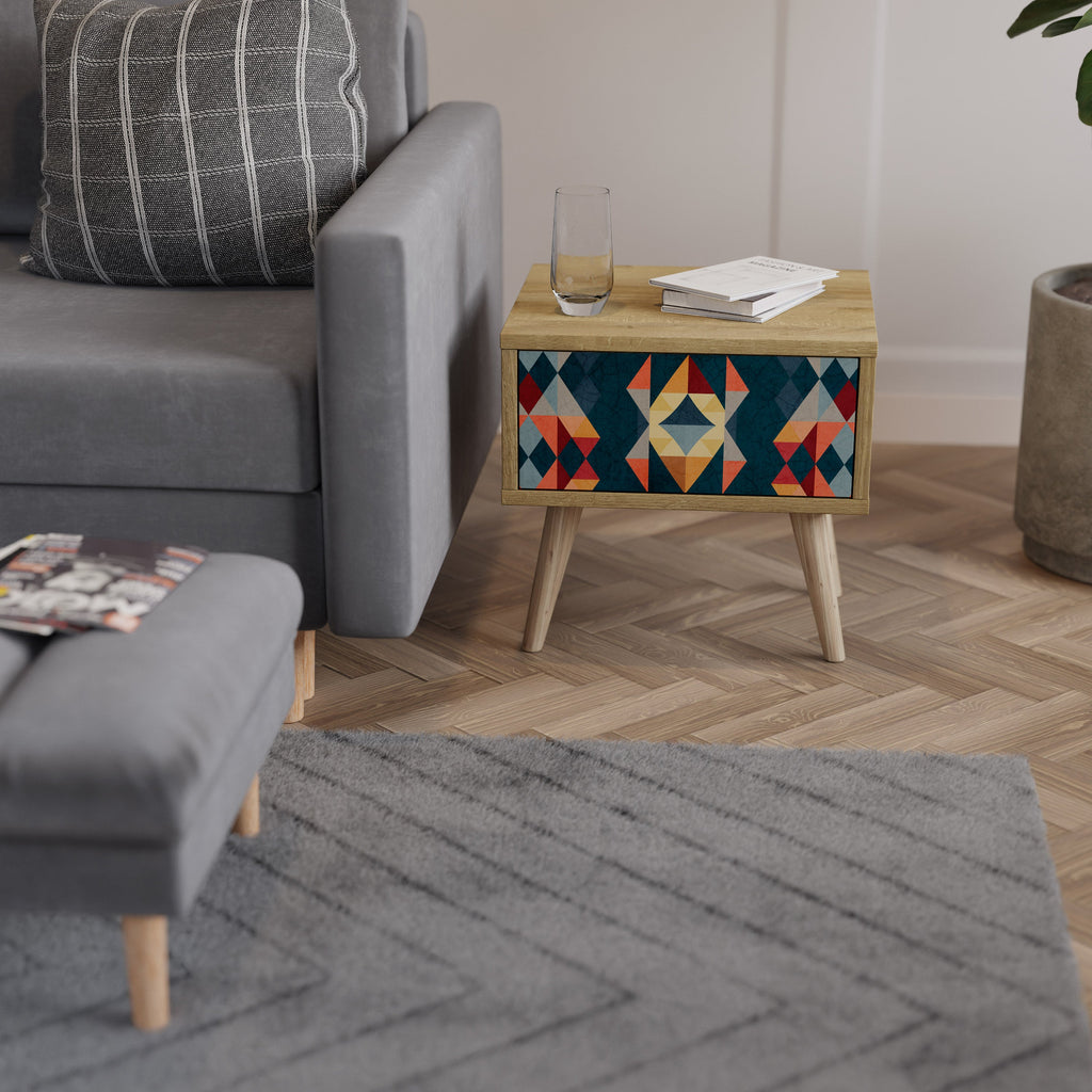 CRACKED ILLUSION Nightstand in Oak Effect