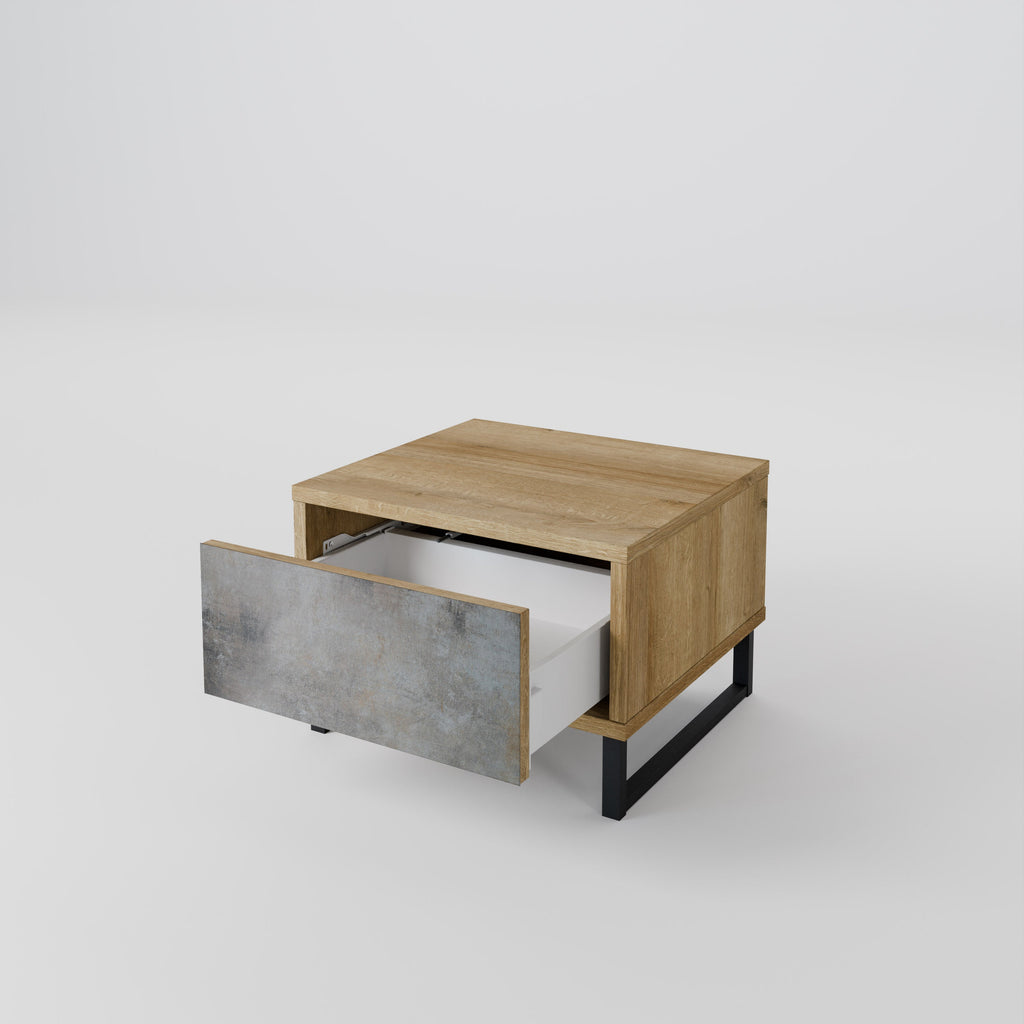 CONCRETE WALL Nightstand in Oak Effect