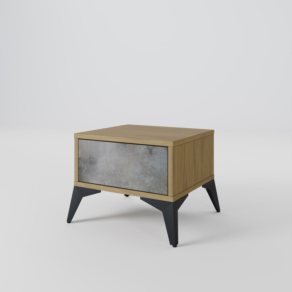 CONCRETE WALL Nightstand in Oak Effect