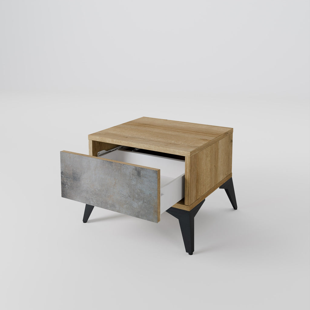 CONCRETE WALL Nightstand in Oak Effect