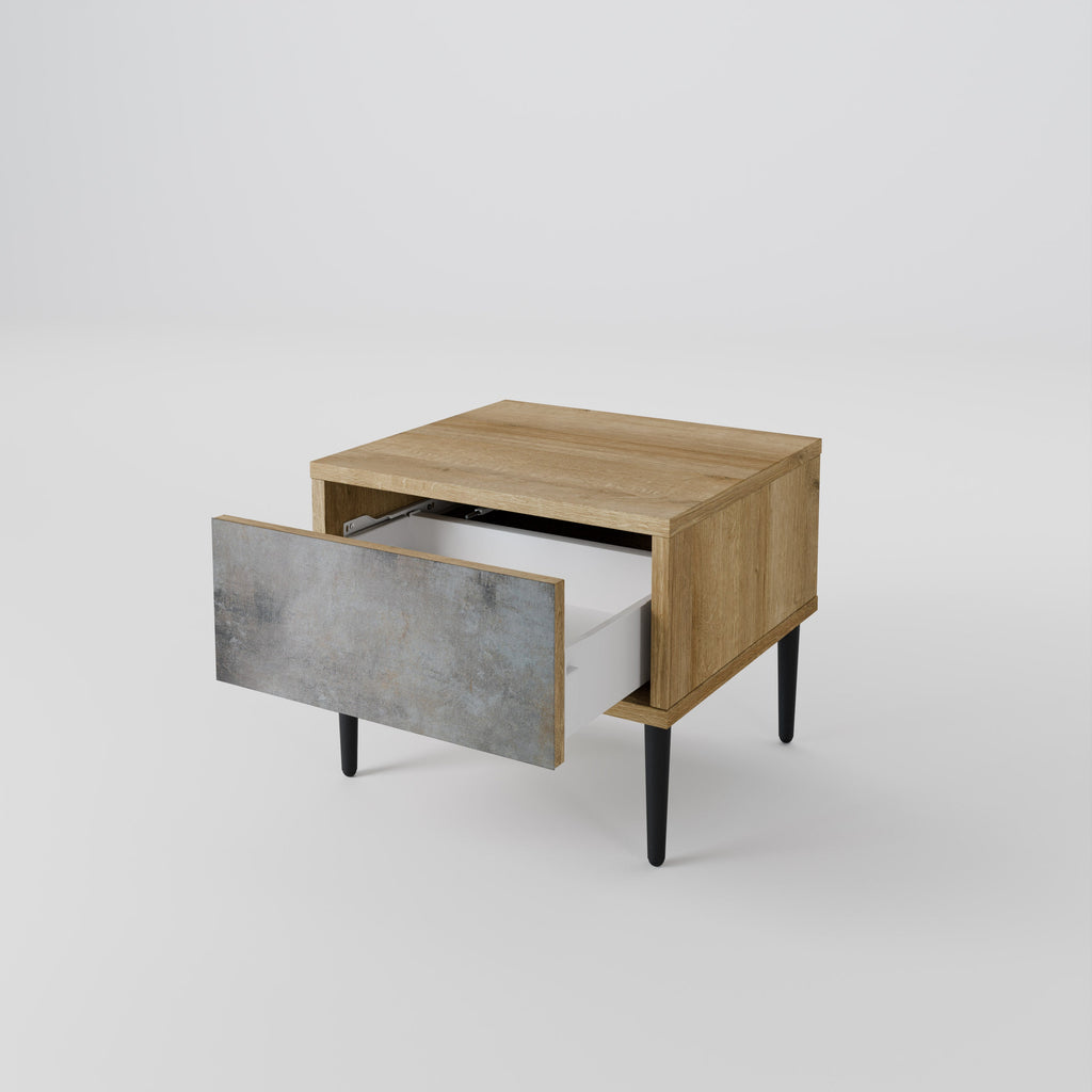 CONCRETE WALL Nightstand in Oak Effect