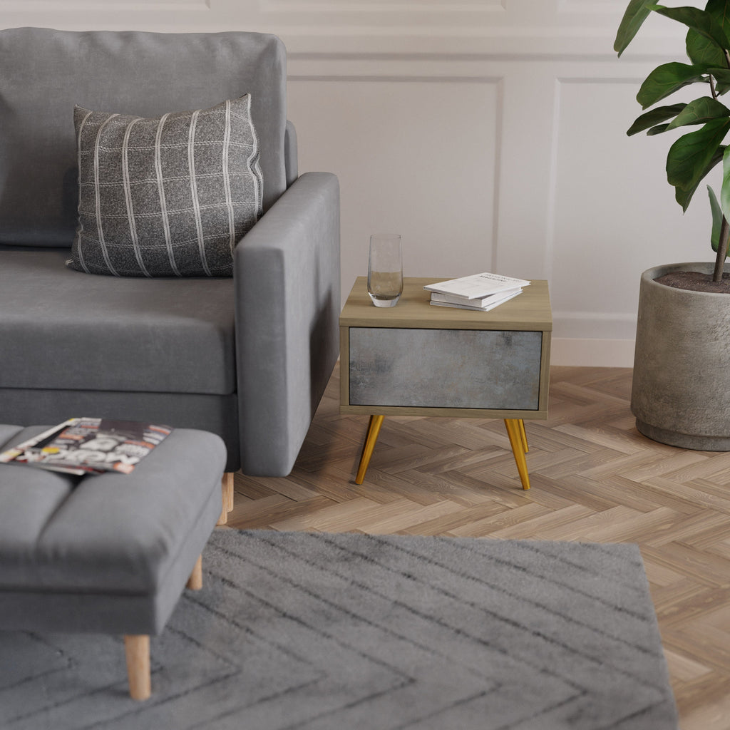 CONCRETE WALL Nightstand in Oak Effect