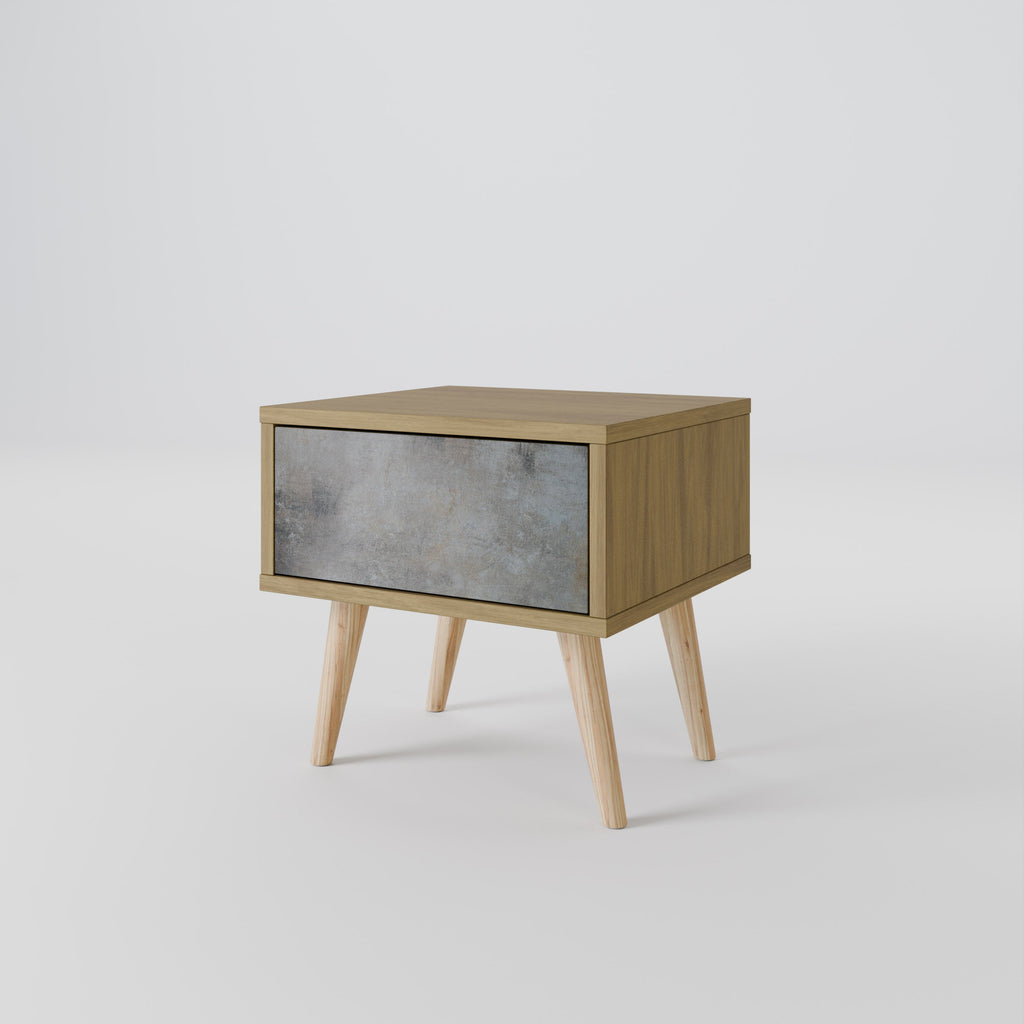 CONCRETE WALL Nightstand in Oak Effect