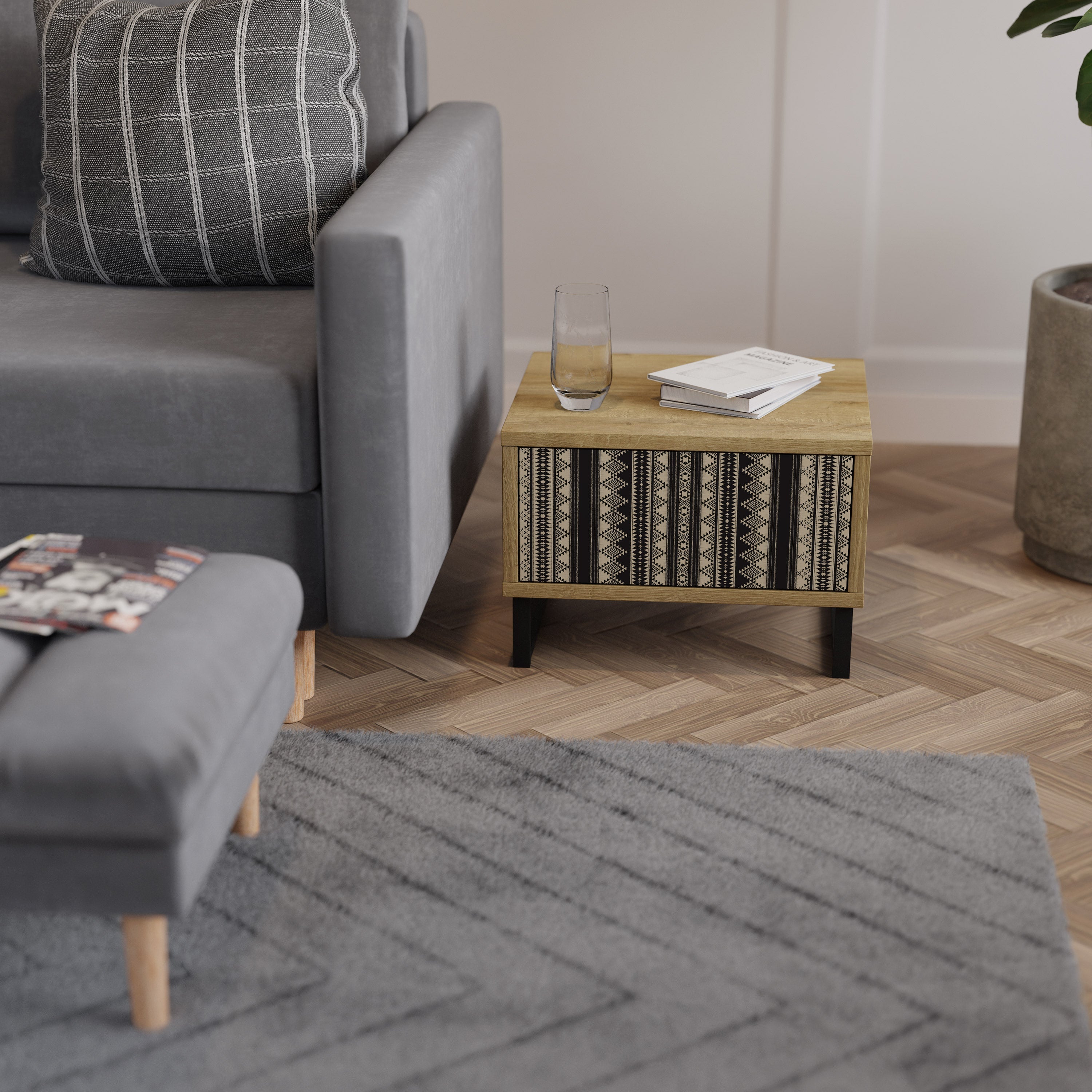 Table de chevet AZTEC effet chêne