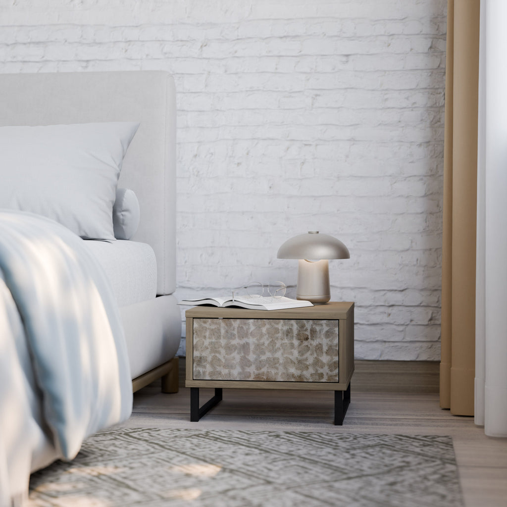 SLIGHTLY BLURRED Nightstand in Oak Effect