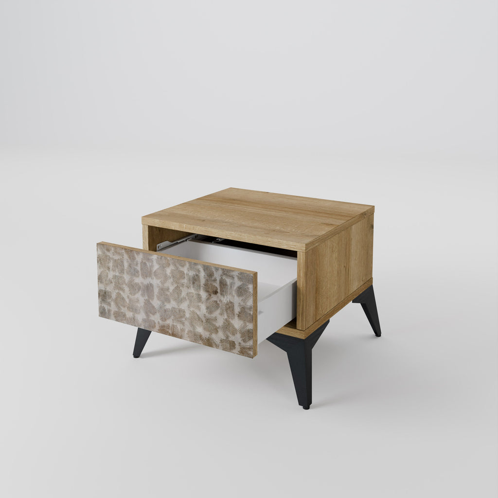 SLIGHTLY BLURRED Nightstand in Oak Effect