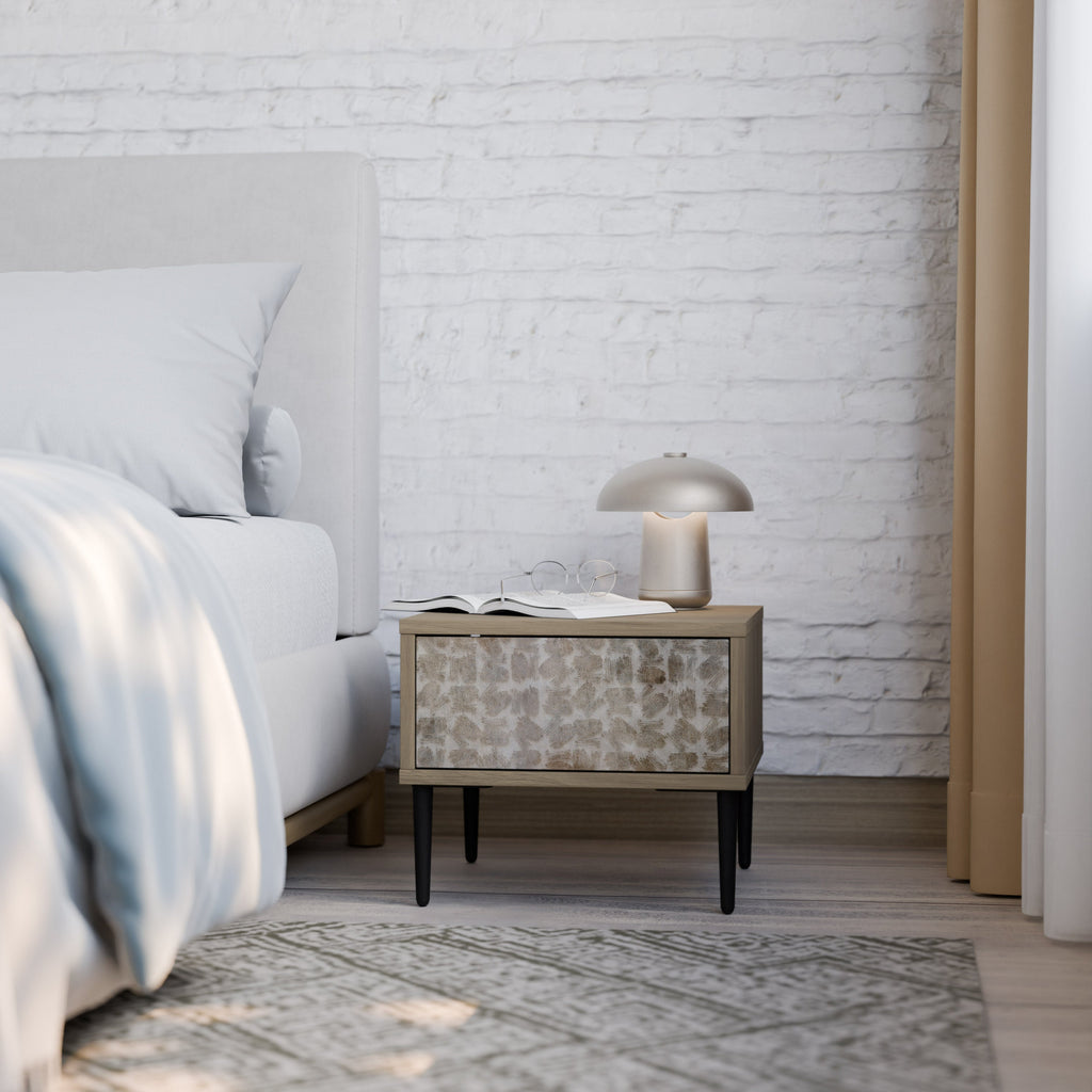 SLIGHTLY BLURRED Nightstand in Oak Effect
