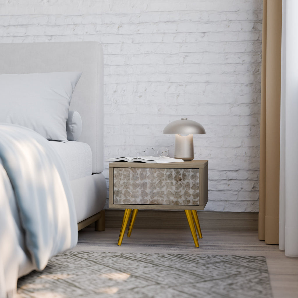 SLIGHTLY BLURRED Nightstand in Oak Effect