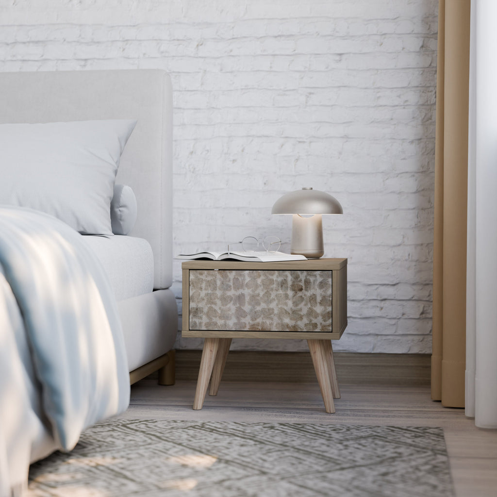 SLIGHTLY BLURRED Nightstand in Oak Effect