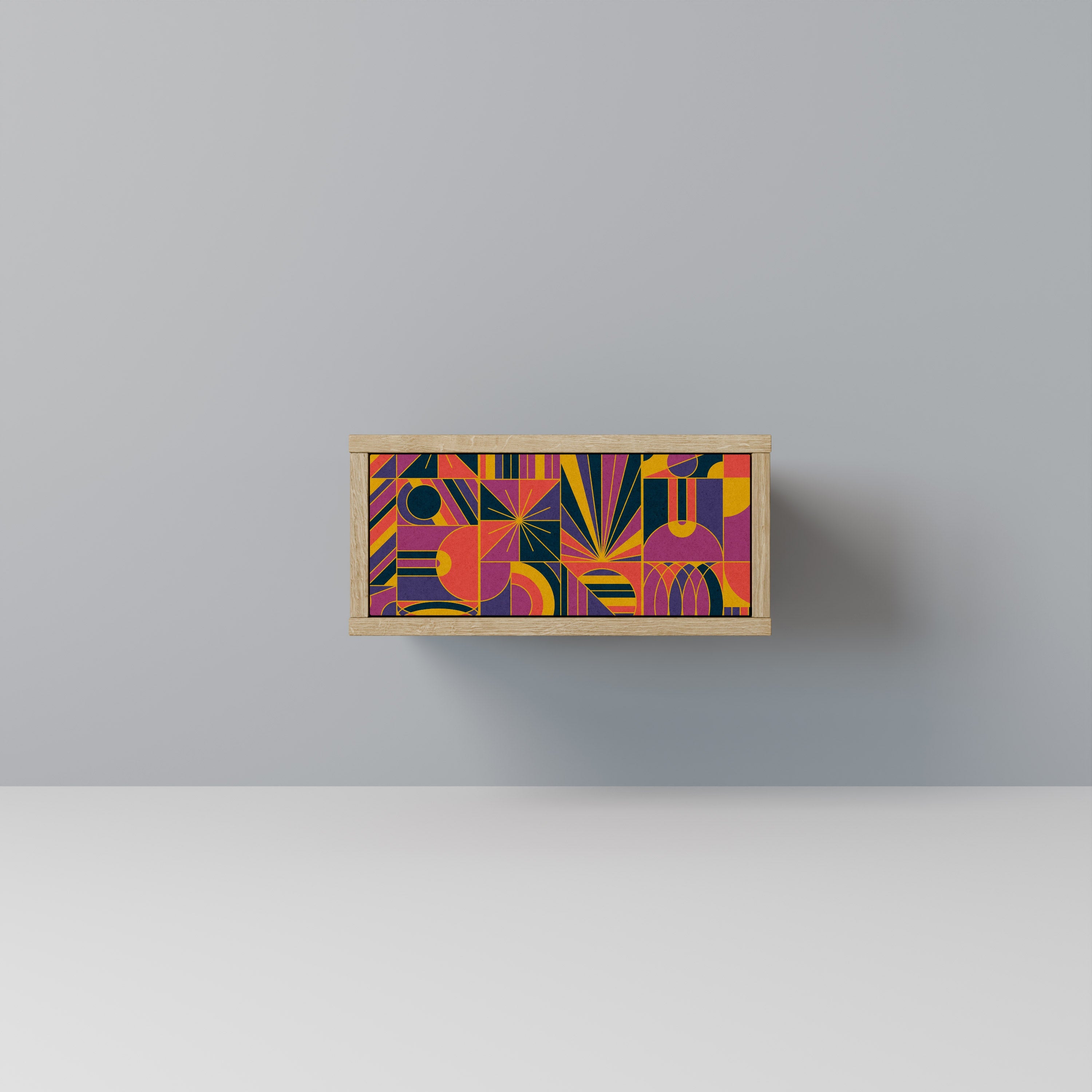 ELECTRIC PATTERNS Nightstand in Oak Effect