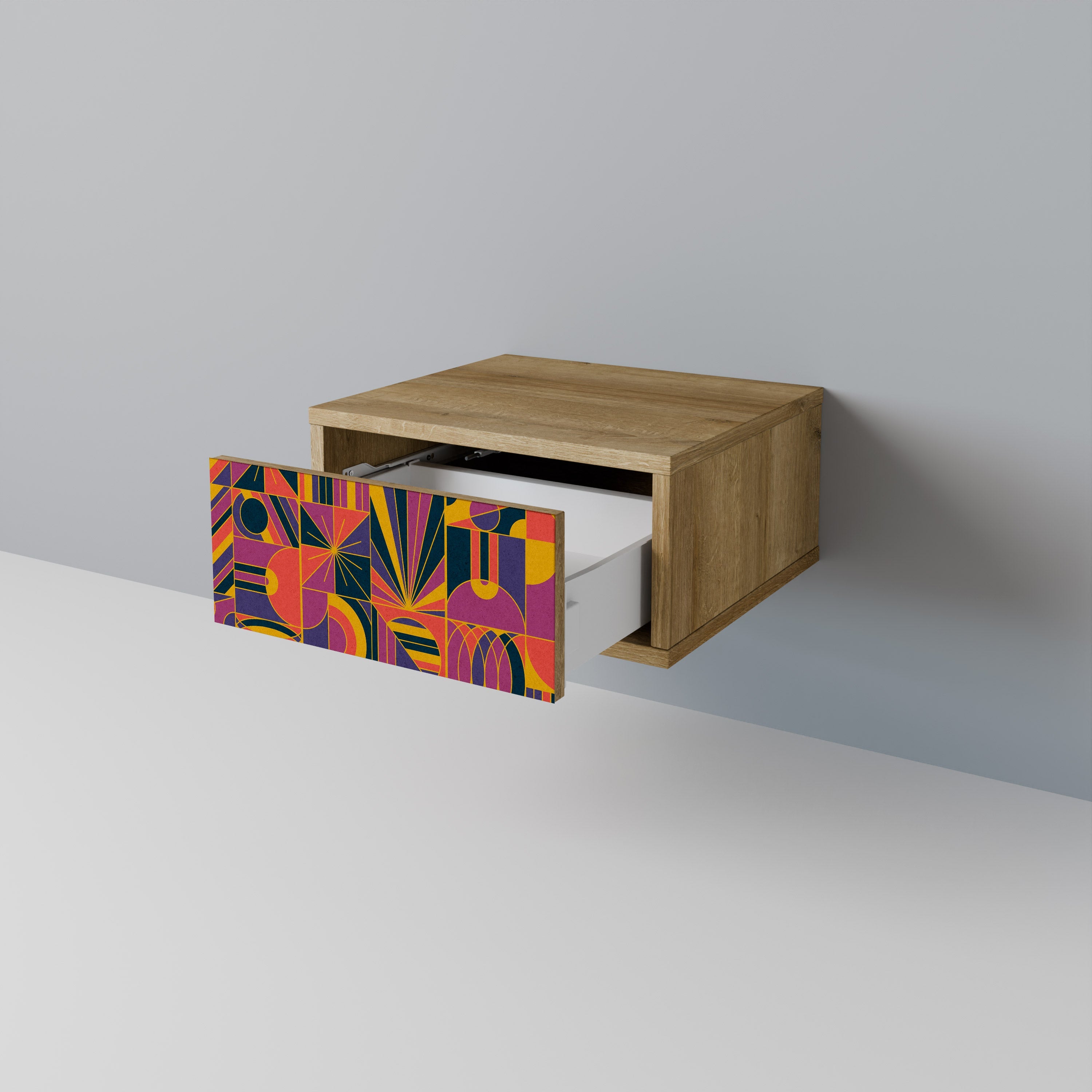 ELECTRIC PATTERNS Nightstand in Oak Effect