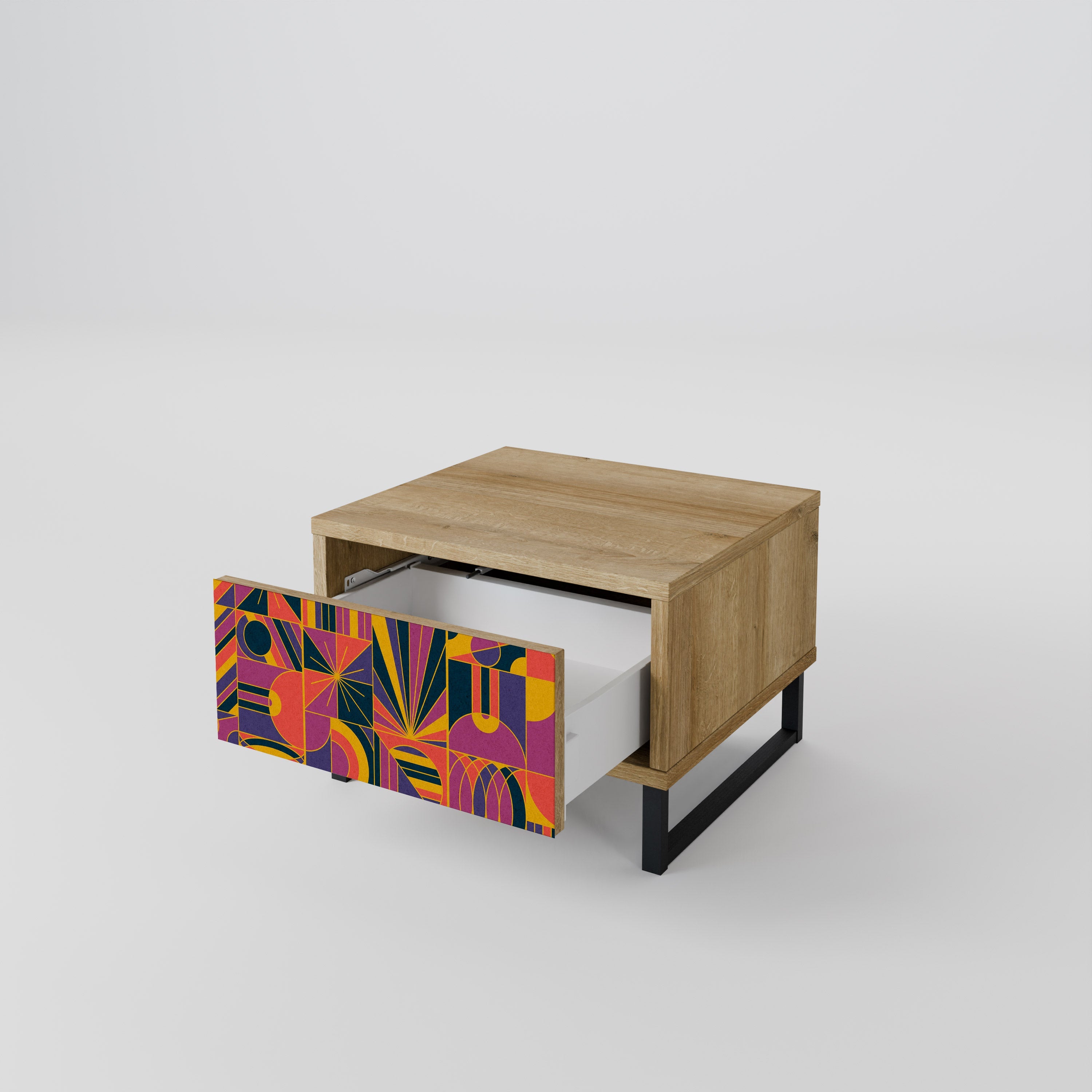 ELECTRIC PATTERNS Nightstand in Oak Effect