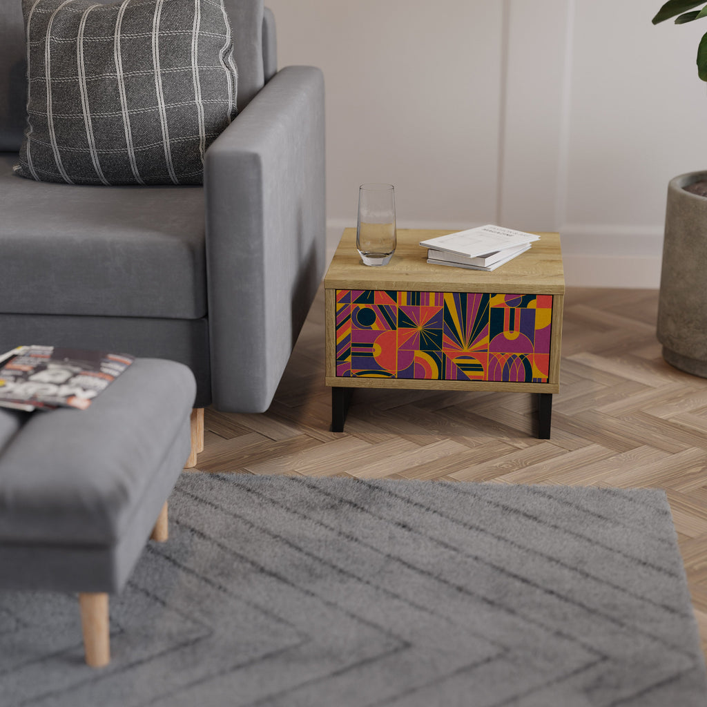 ELECTRIC PATTERNS Nightstand in Oak Effect