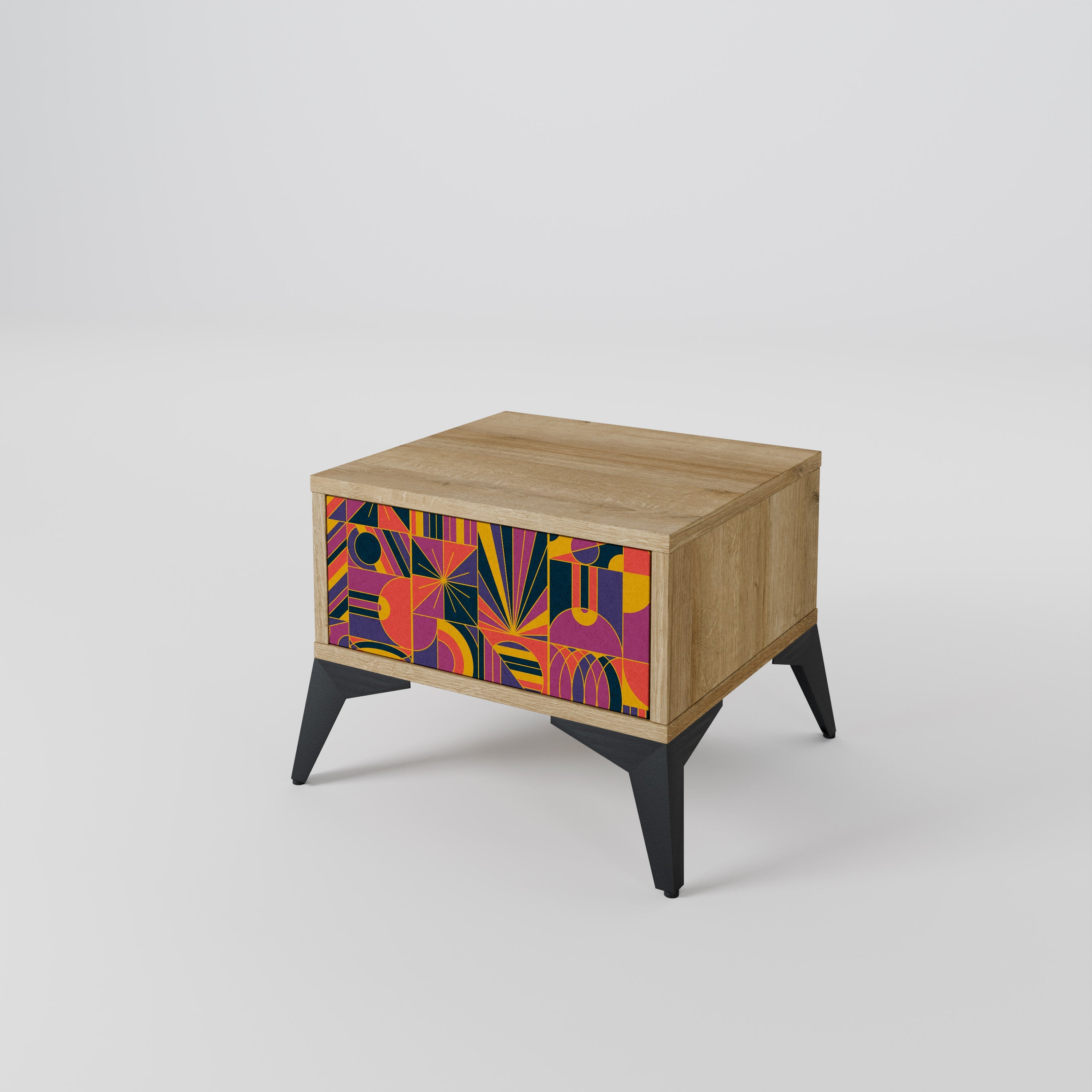 ELECTRIC PATTERNS Nightstand in Oak Effect