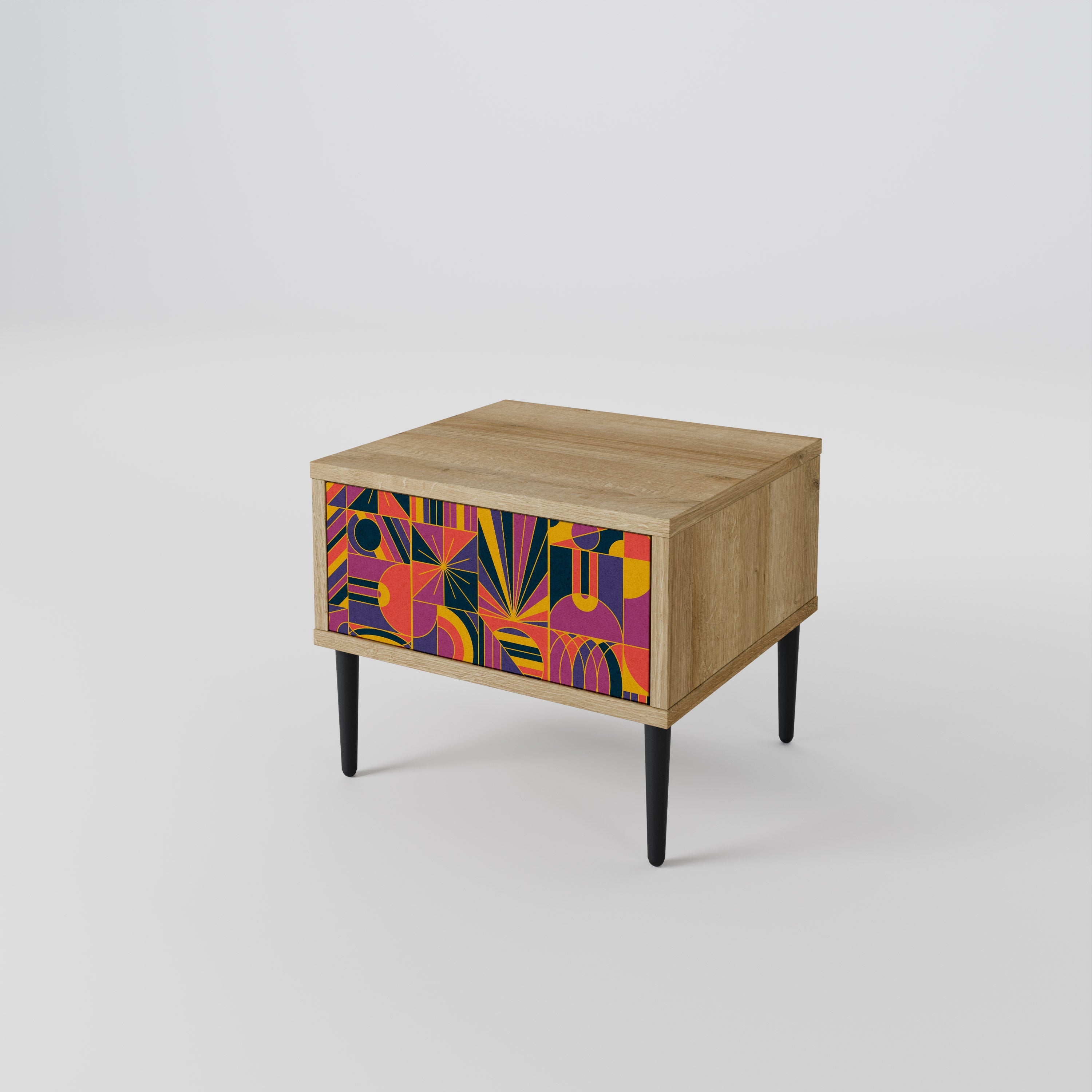 ELECTRIC PATTERNS Nightstand in Oak Effect