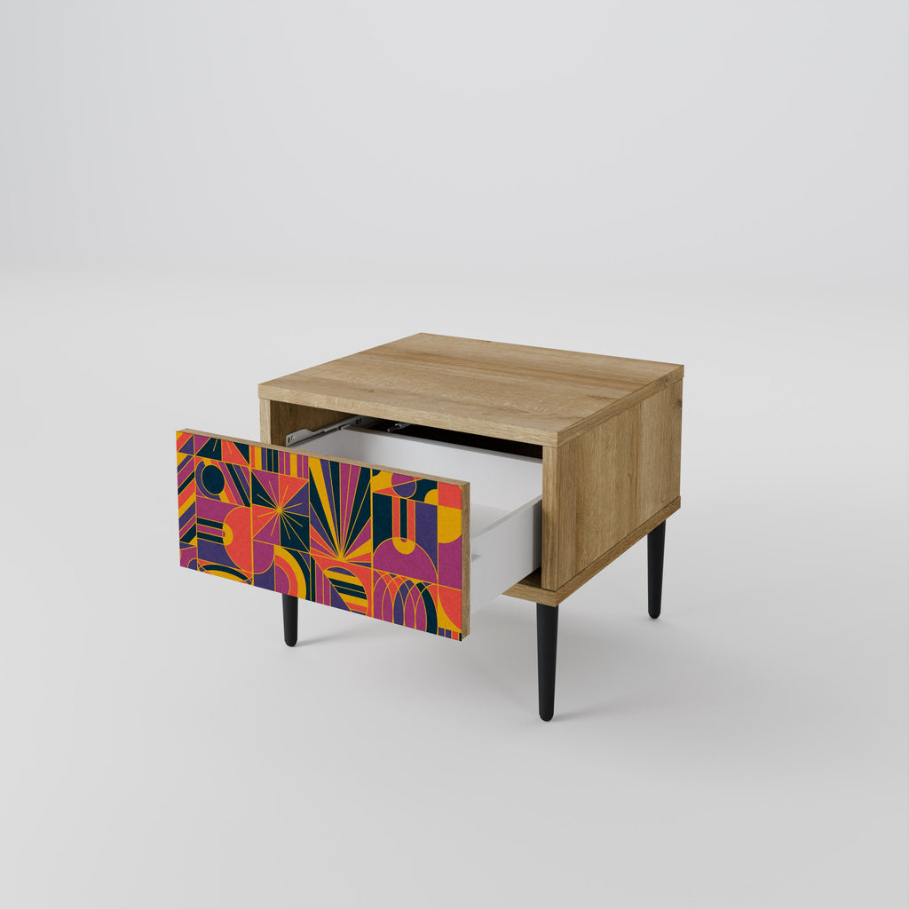 ELECTRIC PATTERNS Nightstand in Oak Effect