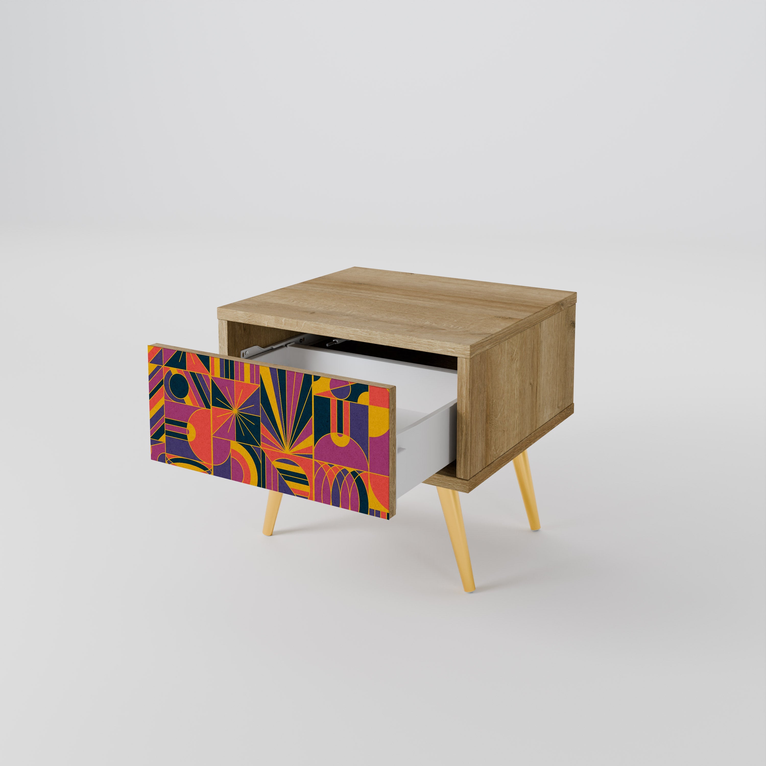 ELECTRIC PATTERNS Nightstand in Oak Effect