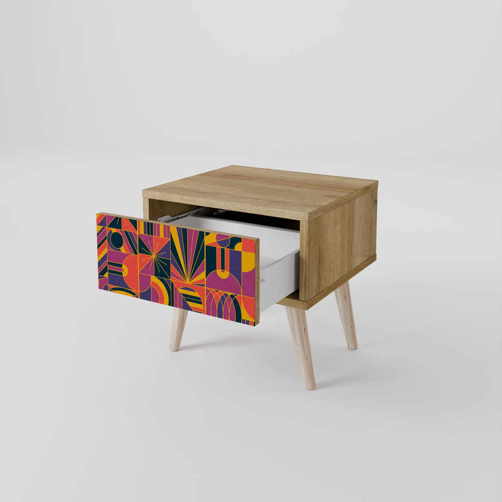 ELECTRIC PATTERNS Nightstand in Oak Effect