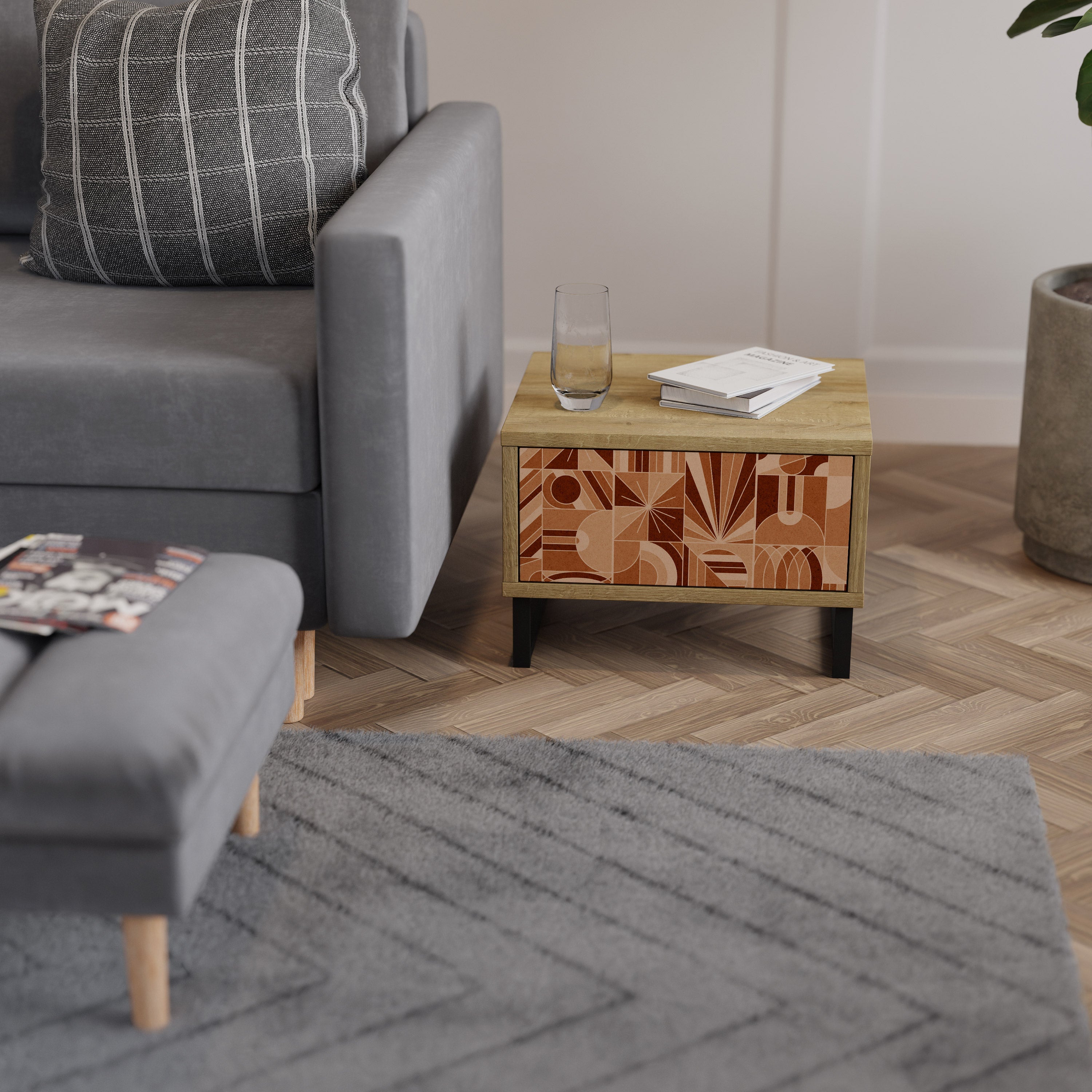 PRISM MOSAIC Nightstand in Oak Effect