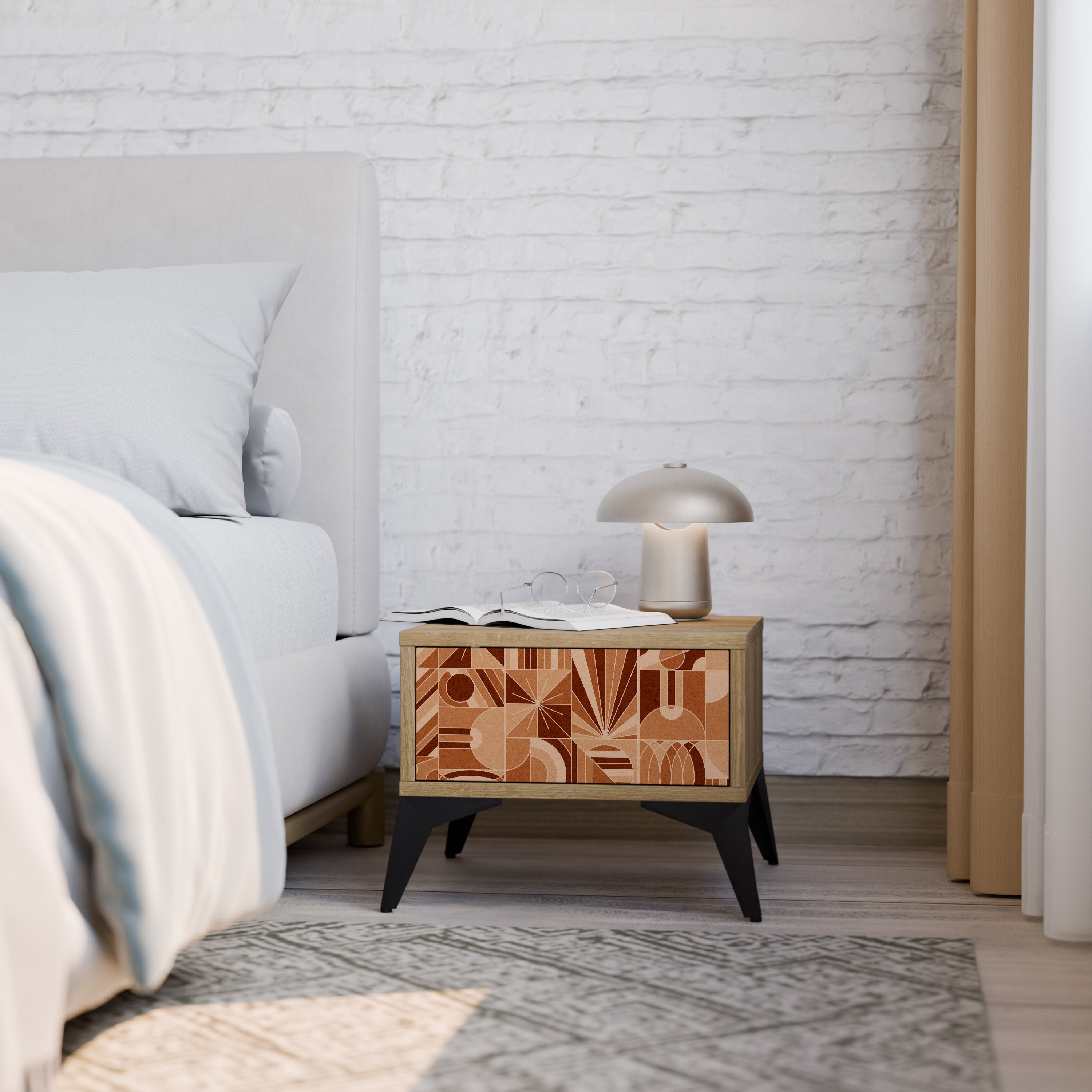 PRISM MOSAIC Nightstand in Oak Effect