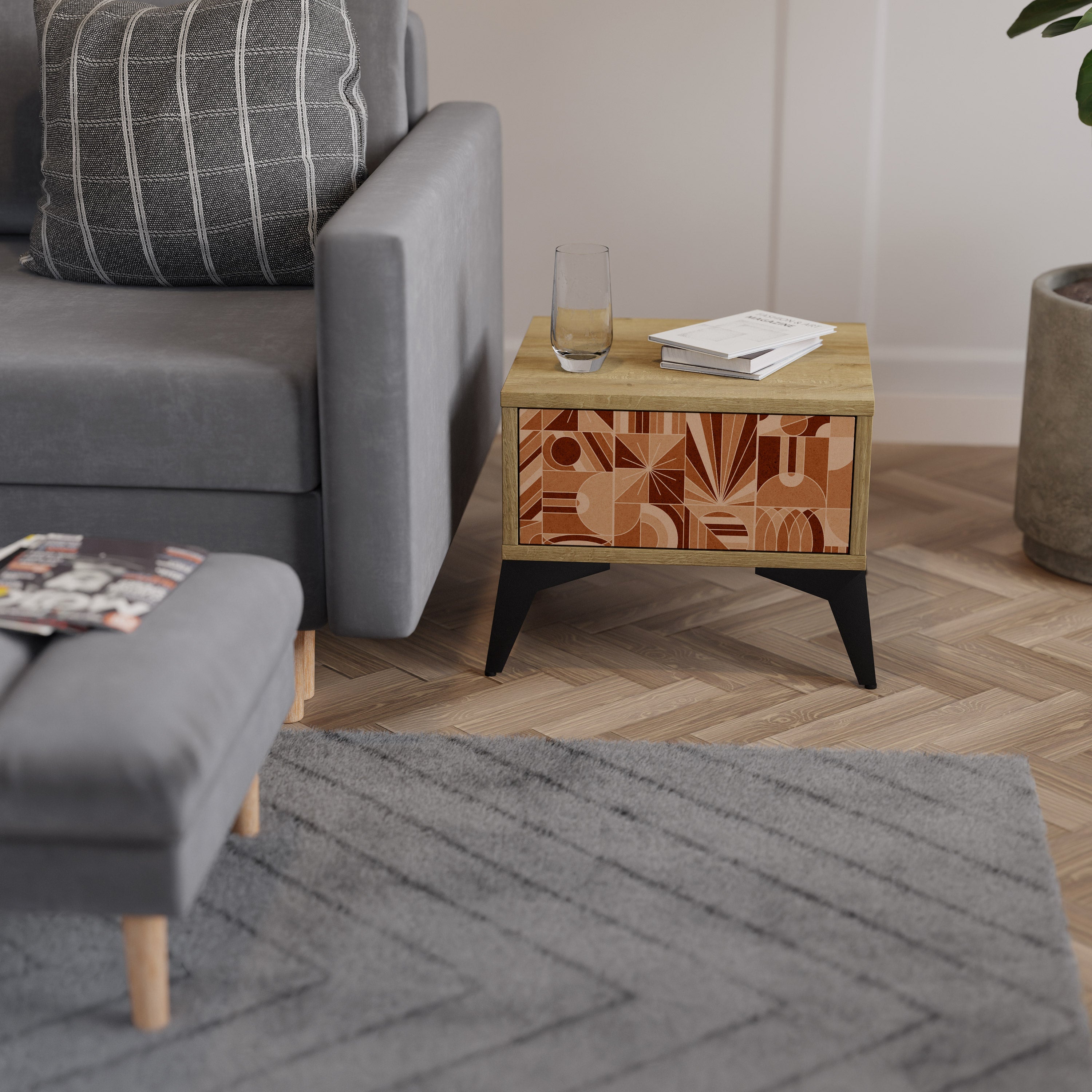 PRISM MOSAIC Nightstand in Oak Effect