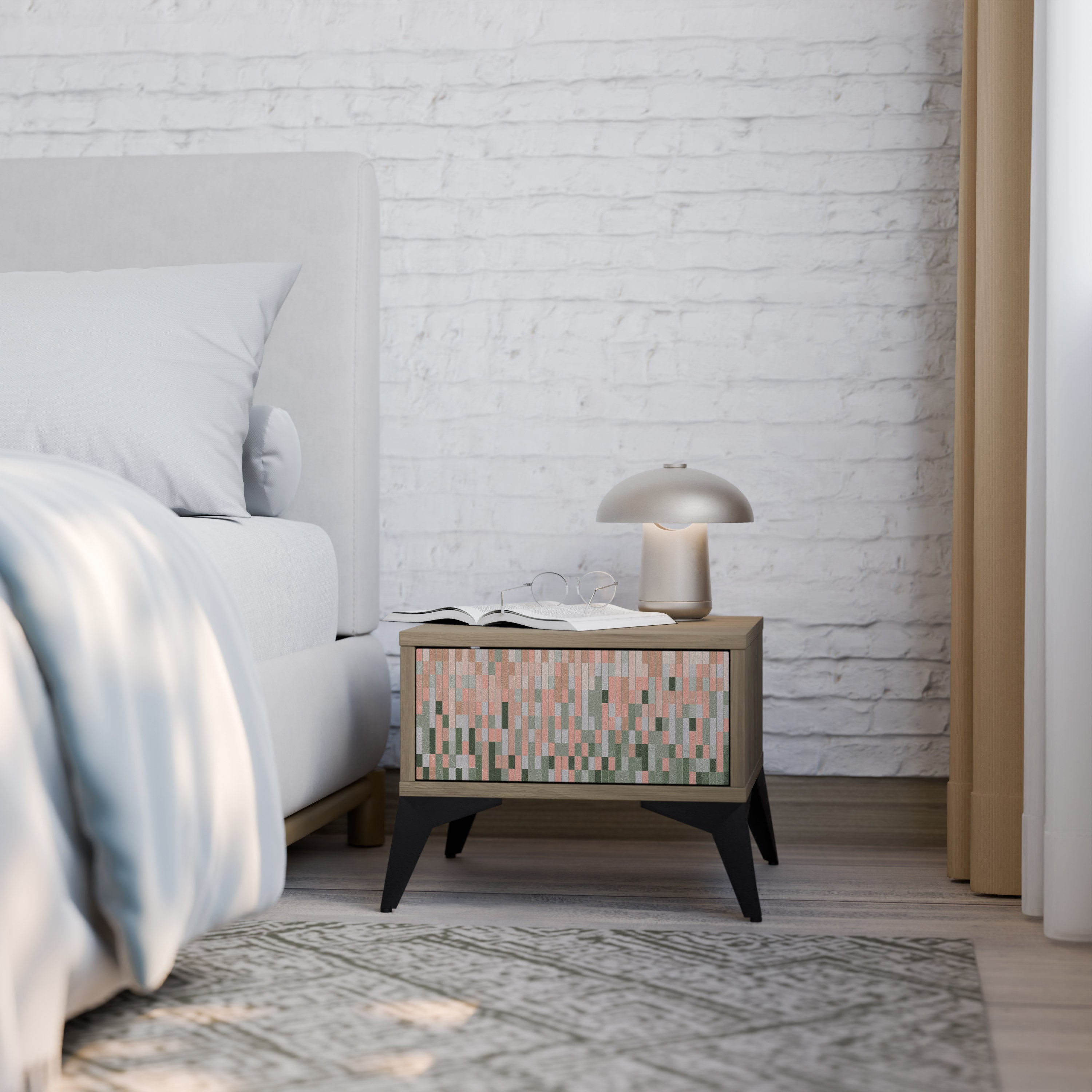 BUILDING THE FUTURE Nightstand in Oak Effect