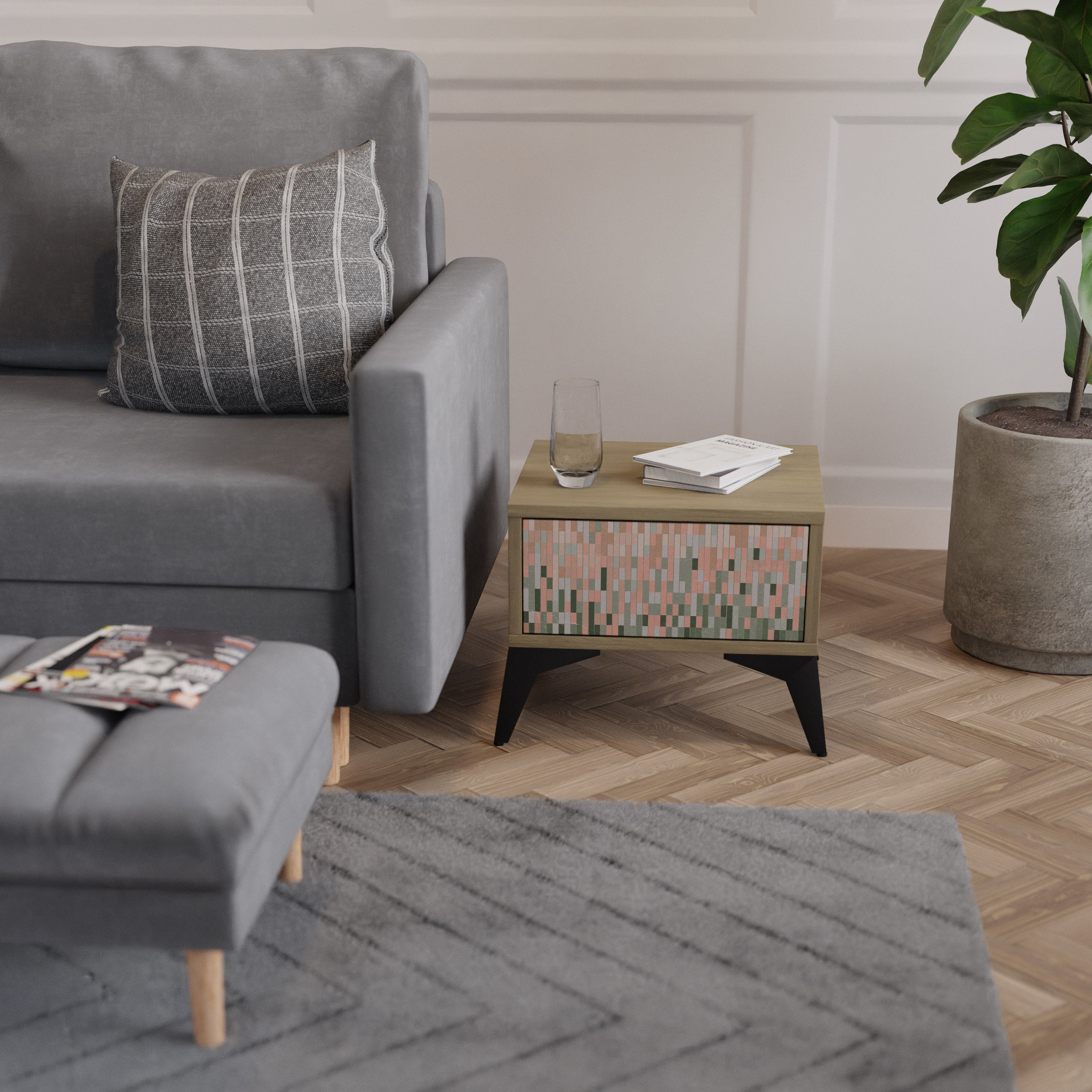 BUILDING THE FUTURE Nightstand in Oak Effect